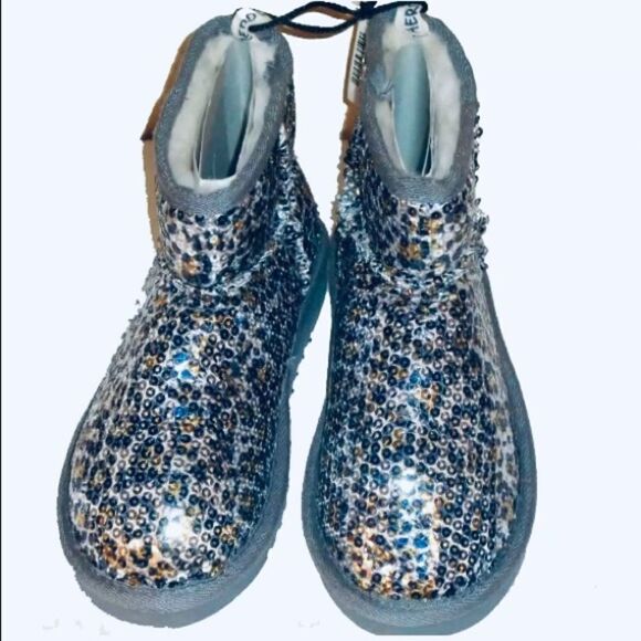 NWT 7 Aeropostale Sequin Metallic Slippers Booties Boots animal print - Picture 3 of 7